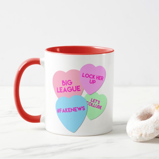 Trump Valentine Trumpism Candy Hearts Mug (With Donut)