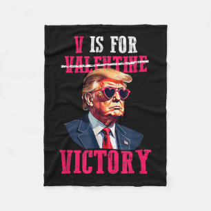 Trump Valentines Day V Is For Victory Trump Fleece Blanket