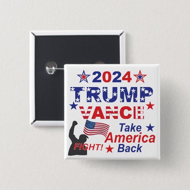 TRUMP VANCE 2024 15 CM SQUARE BADGE (Front & Back)