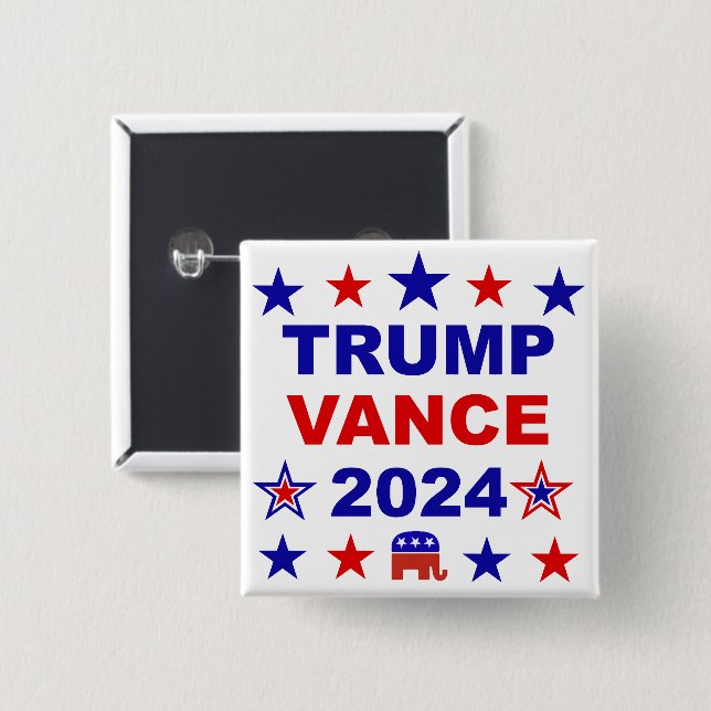 Trump Vance 2024 15 Cm Square Badge (Front & Back)