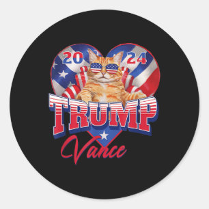 Trump Vance 2024 Cat Heart Us Political President  Classic Round Sticker