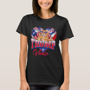 Trump Vance 2024 Cat Heart Us Political President  T-Shirt
