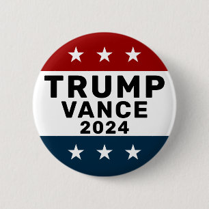 Trump Vance 2024 Classic Star Pinback 6 Cm Round Badge