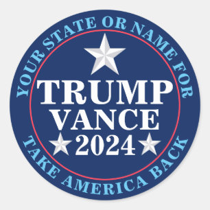 Trump Vance 2024 Cool Custom Presidential Election Classic Round Sticker