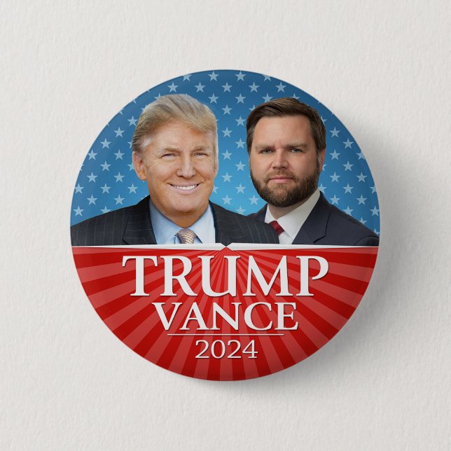 Trump Vance 2024 - Donald President JD Vice Photo 6 Cm Round Badge (Front)