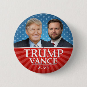 Trump Vance 2024 - Donald President JD Vice Photo 6 Cm Round Badge