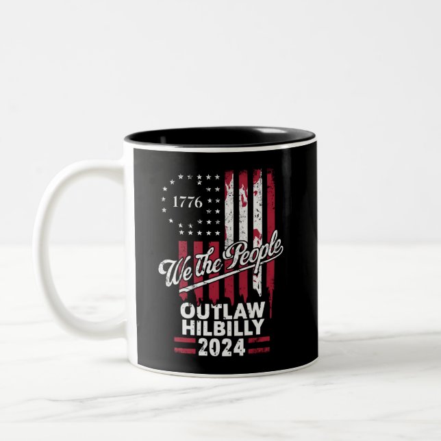 Trump Vance 2024 Donald Trump Outlaw Hillbilly  Two-Tone Coffee Mug (Left)