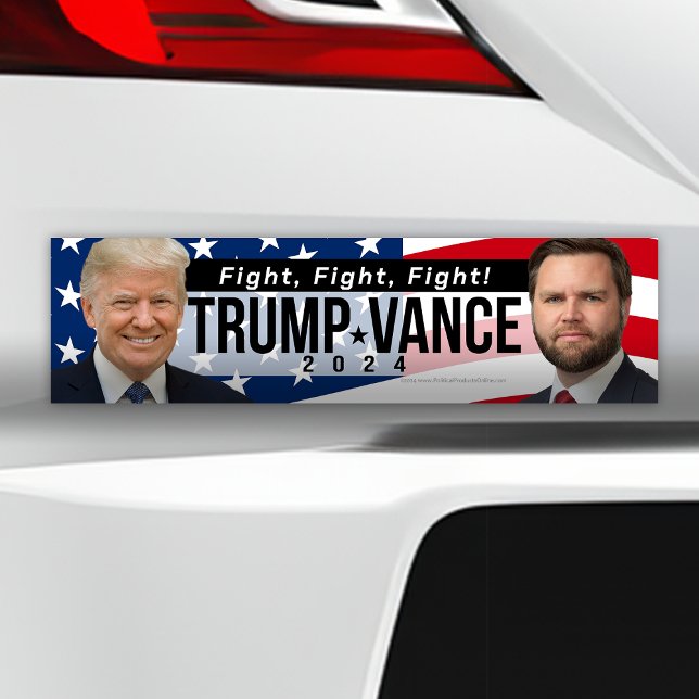 Trump Vance 2024 Fight Fight Fight Quote Photo Bumper Sticker (Trump Vance Fight Fight Fight 2024 bumper sticker)
