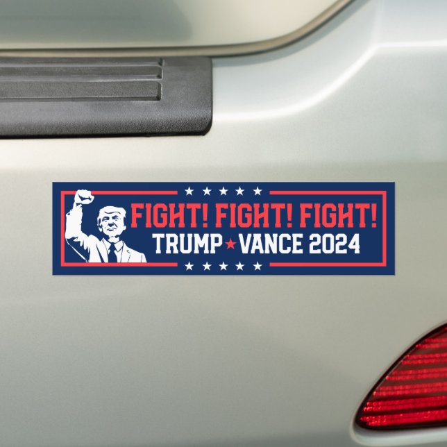 Trump Vance 2024 Fist Pump Fight Fight Fight Bumper Sticker (On Car)