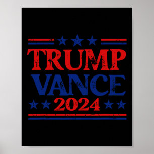 Trump Vance 2024 Flag Patriotic Usa Stars Stripes  Poster
