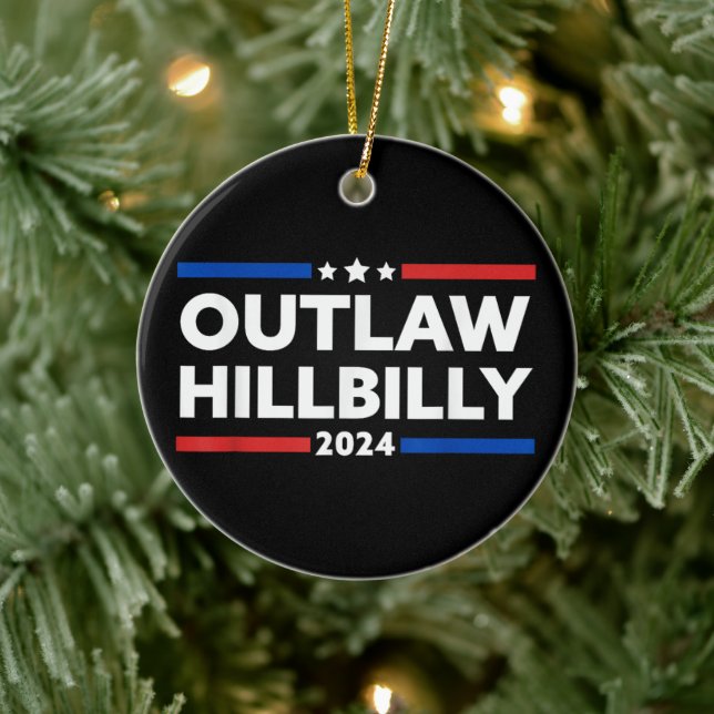 Trump Vance 2024 J.D. Vance Outlaw Hillbilly Ceramic Tree Decoration (Tree)