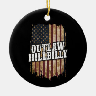 Trump Vance 2024 J.D. Vance Outlaw Hillbilly  Ceramic Tree Decoration