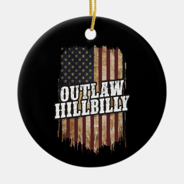 Trump Vance 2024 J.D. Vance Outlaw Hillbilly  Ceramic Tree Decoration (Front)