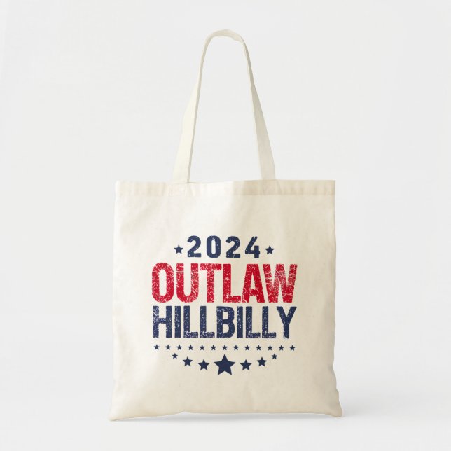 Trump Vance 2024 Outlaw Hillbilly US Flag Tote Bag (Front)