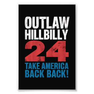 Trump Vance 2024 Outlaw Hillbilly US Flag Vintage Photo Print