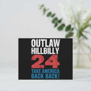 Trump Vance 2024 Outlaw Hillbilly US Flag Vintage Postcard
