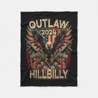 Trump Vance 2024 Outlaw Hillbilly Usa Flag Vintage Fleece Blanket