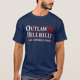 Trump Vance 2024 Outlaw Hillbilly USA Flag Vintage T-Shirt