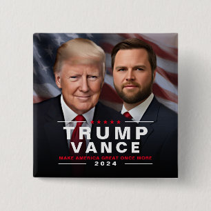 Trump Vance 2024 President VP Campaign 15 Cm Square Badge