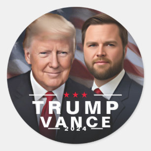 Trump Vance 2024 Republican President VP Classic Round Sticker