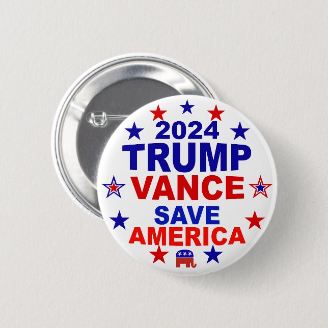 Trump Vance 2024 Save America 6 Cm Round Badge (Front & Back)
