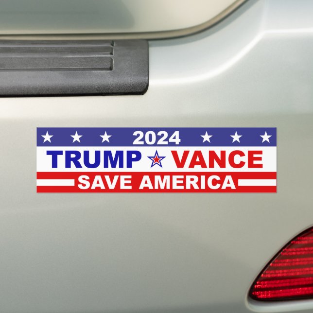 TRUMP VANCE 2024 SAVE AMERICA BUMPER STICKER (On Car)