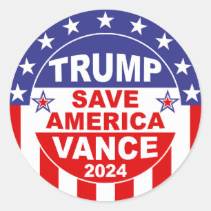 TRUMP VANCE 2024 SAVE AMERICA CLASSIC ROUND STICKER