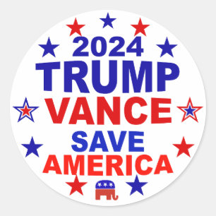 Trump Vance 2024 Save America Classic Round Sticker