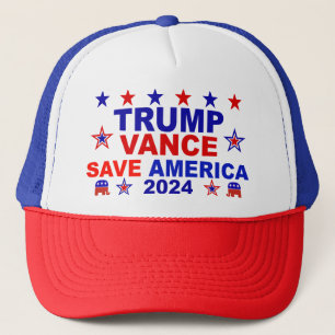 Trump Vance 2024 Save America Trucker Hat