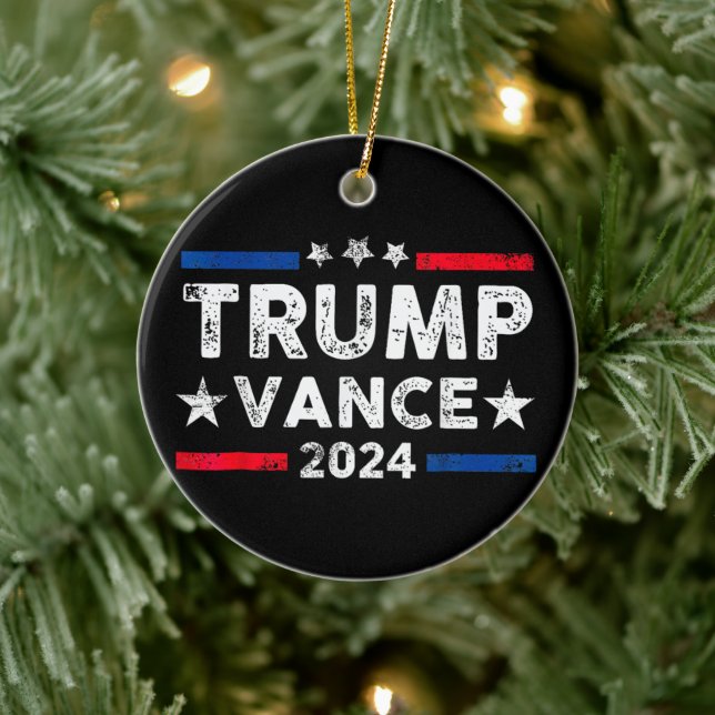 Trump Vance 2024 US Flag Election President 2024 Ceramic Tree Decoration (Tree)