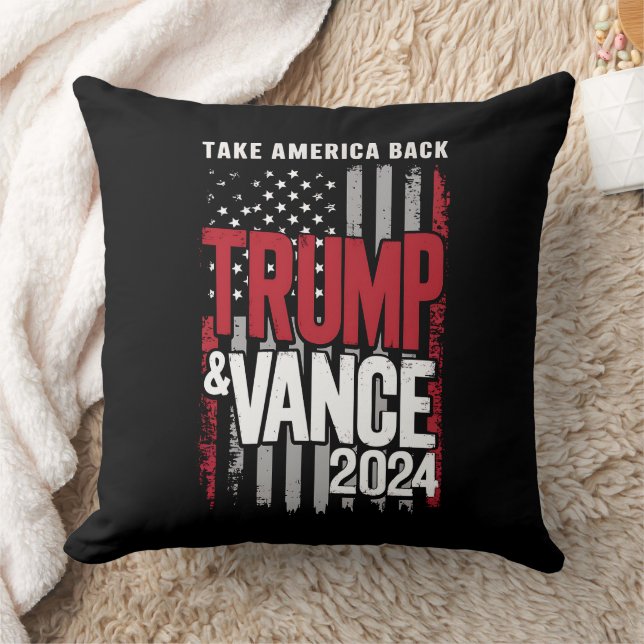 Trump Vance 2024 US Flag Take America Back Cushion (Blanket)