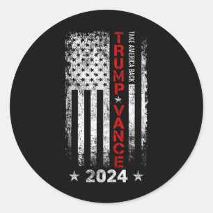Trump Vance 2024 Us Flag Vintage -take America Bac Classic Round Sticker