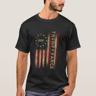 Trump Vance 2024 US Flag Vintage Trump is back in  T-Shirt