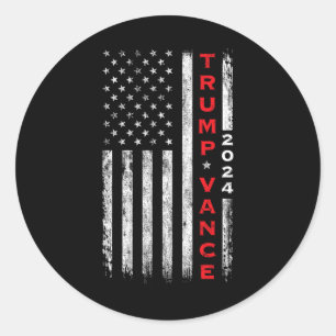 Trump Vance 2024 Vintage Subdued Vertical Flag  Classic Round Sticker