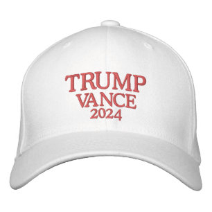 Trump Vance 2024 White Embroidered Hat