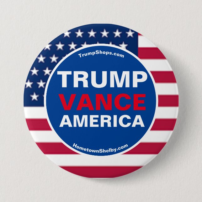 TRUMP VANCE AMERICA 7.5 CM ROUND BADGE (Front)