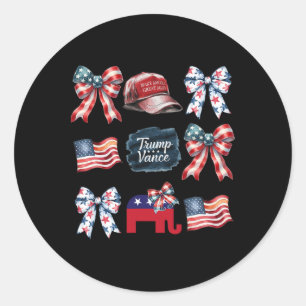 Trump Vance Bow Coquette Vote Presidential 2025 El Classic Round Sticker