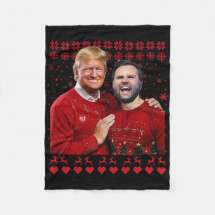 Trump Vance Brothers Funny Red Ugly Christmas Xmas Fleece Blanket