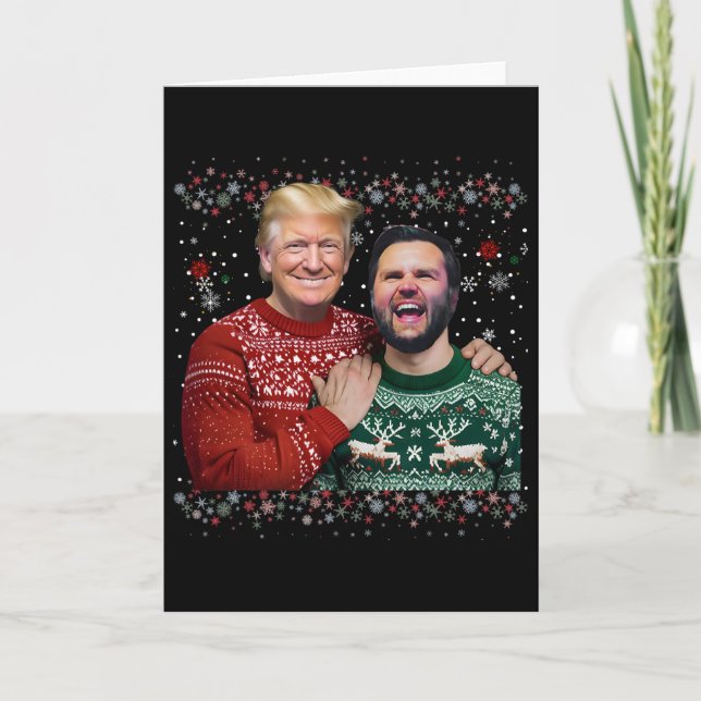Trump Vance Brothers Funny Ugly Christmas Xmas Swe Card (Front)