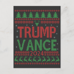 Trump Vance Election Ugly Christmas Sweater Postcard