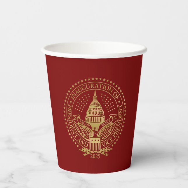 Trump Vance Inaugural Logo Inauguration Day 2025 Paper Cups (Back)