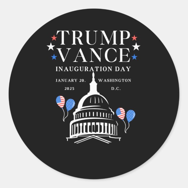Trump Vance Inauguration Day  Classic Round Sticker (Front)