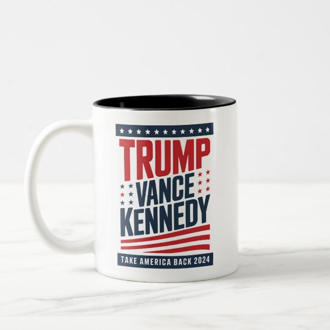 Trump Vance Kennedy Take America Back 2024  Two-Tone Coffee Mug (Left)