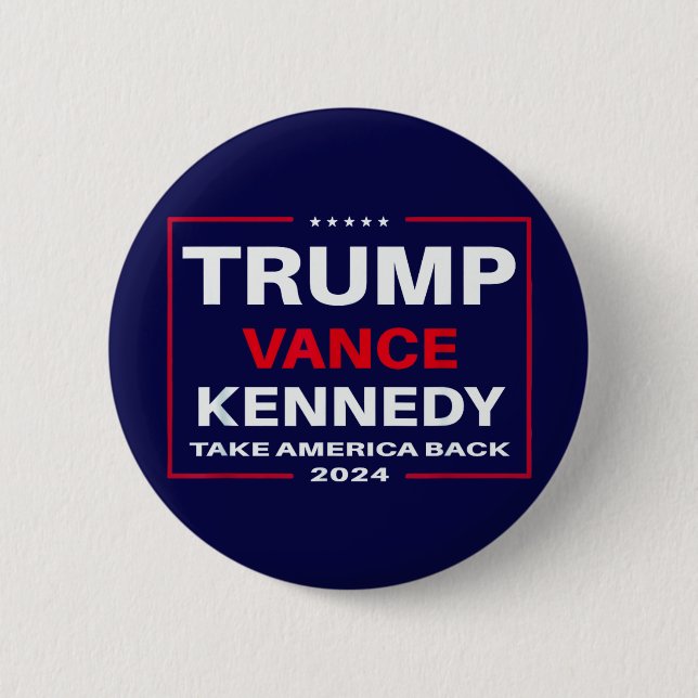Trump Vance Kennedy Take America Back Again Blue 6 Cm Round Badge (Front)