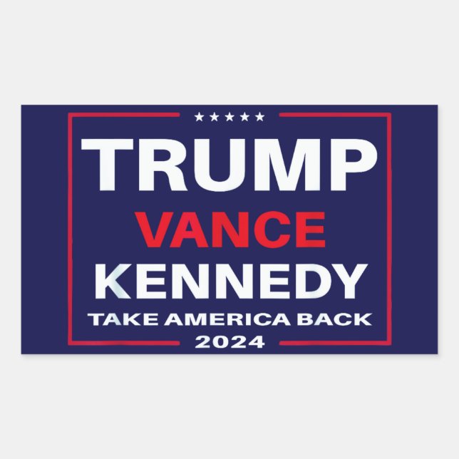 Trump Vance Kennedy Take America Back Again Blue Rectangular Sticker (Front)