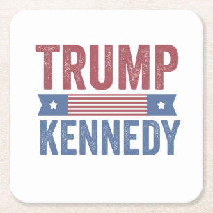 Trump Vance Kennedy take America back again Square Paper Coaster
