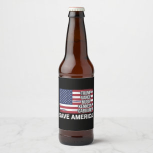 Trump Vance Musk Kennedy Gabbard 2024 Save America Beer Bottle Label