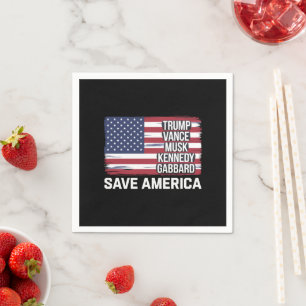 Trump Vance Musk Kennedy Gabbard 2024 Save America Napkin