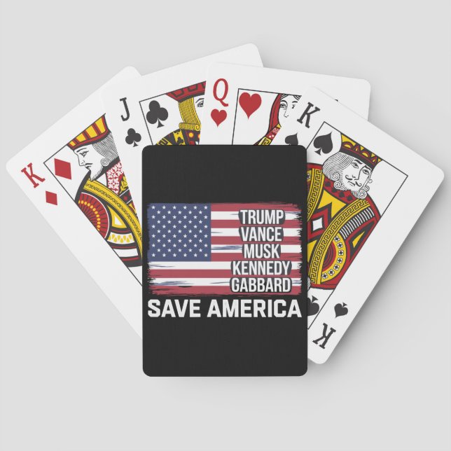 Trump Vance Musk Kennedy Gabbard 2024 Save America Playing Cards (Back)