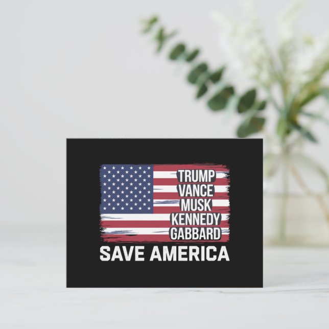 Trump Vance Musk Kennedy Gabbard 2024 Save America Postcard (Standing Front)